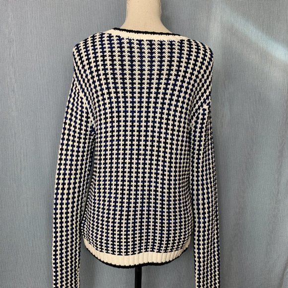 Black & White Check Sweater / Chunky Knit Jumper / Women's Size SMALL Sweater / - Picture 5 of 5